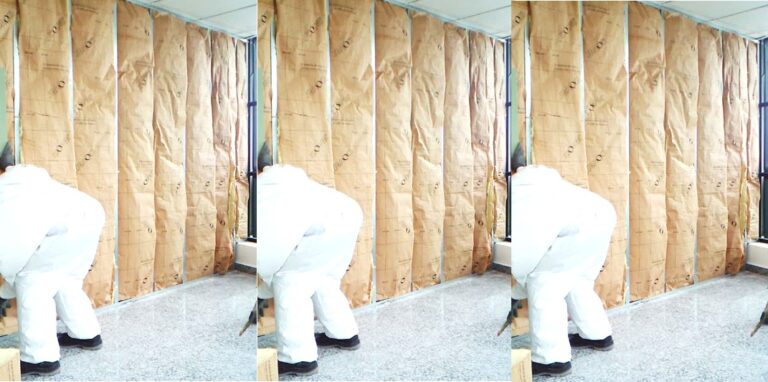 Laine de verre sur le cloison Banque Société Générale.