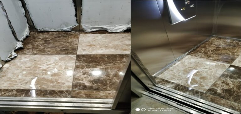 Réfection de la gaine et pose carreaux ascenseur SNPC.